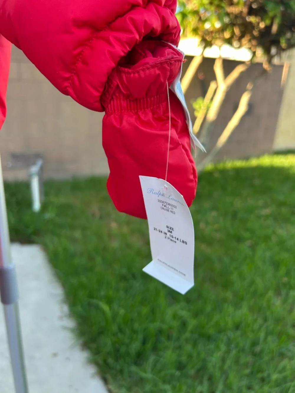 Ralph Lauren Red Quilted Puffer One-Piece Footie